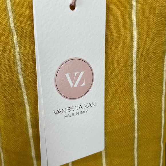 NWT Golden Yellow Vanessa Zani 100% Linen Midi Column Dress Made in Italy - S - Picture 7 of 7